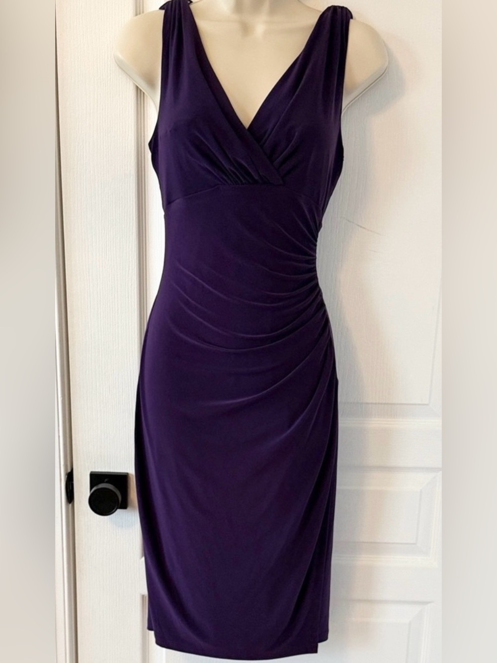 Lauren Ralph Lauren Purple Ruched Sheath Cocktail Dress 4
